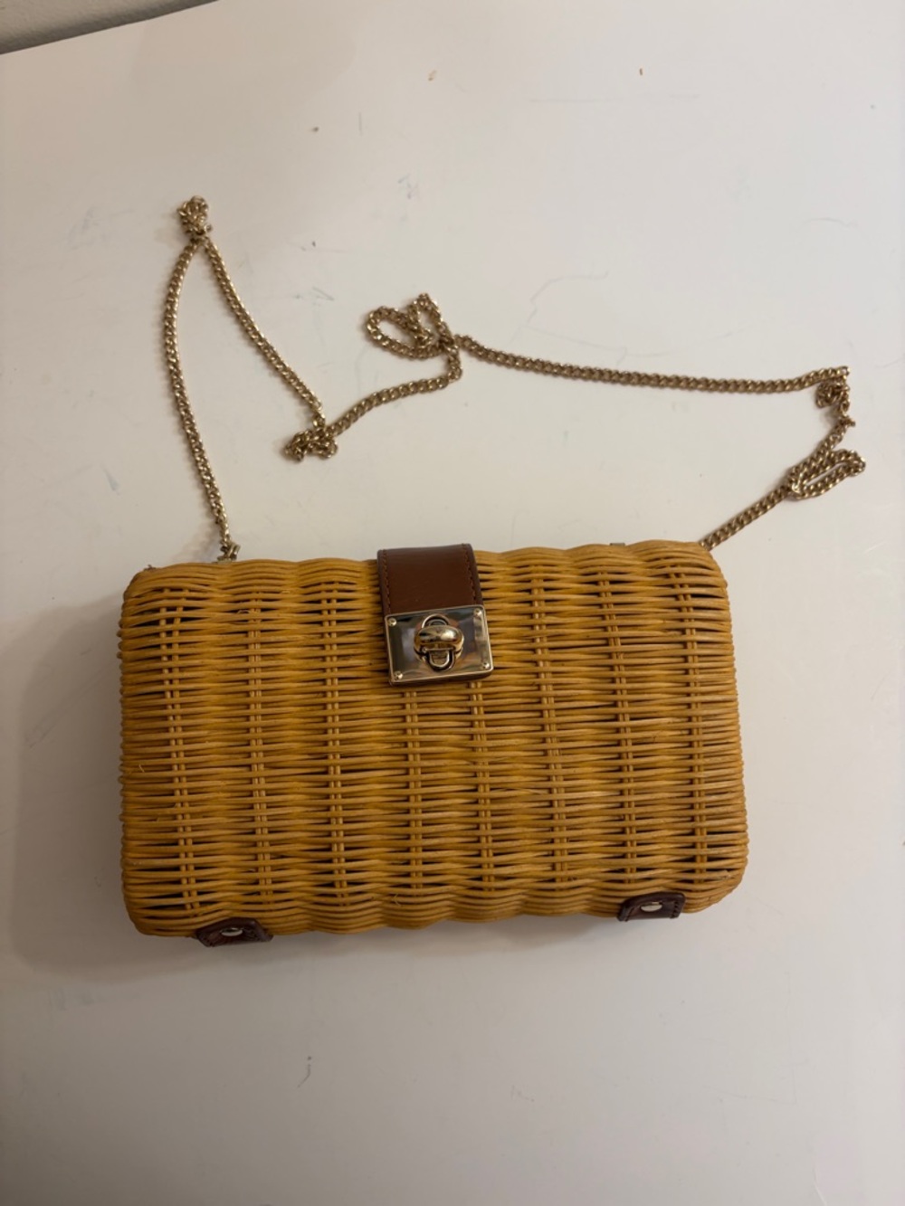 J Crew Rattan clutch purse with chain strap - Picture 5 of 11